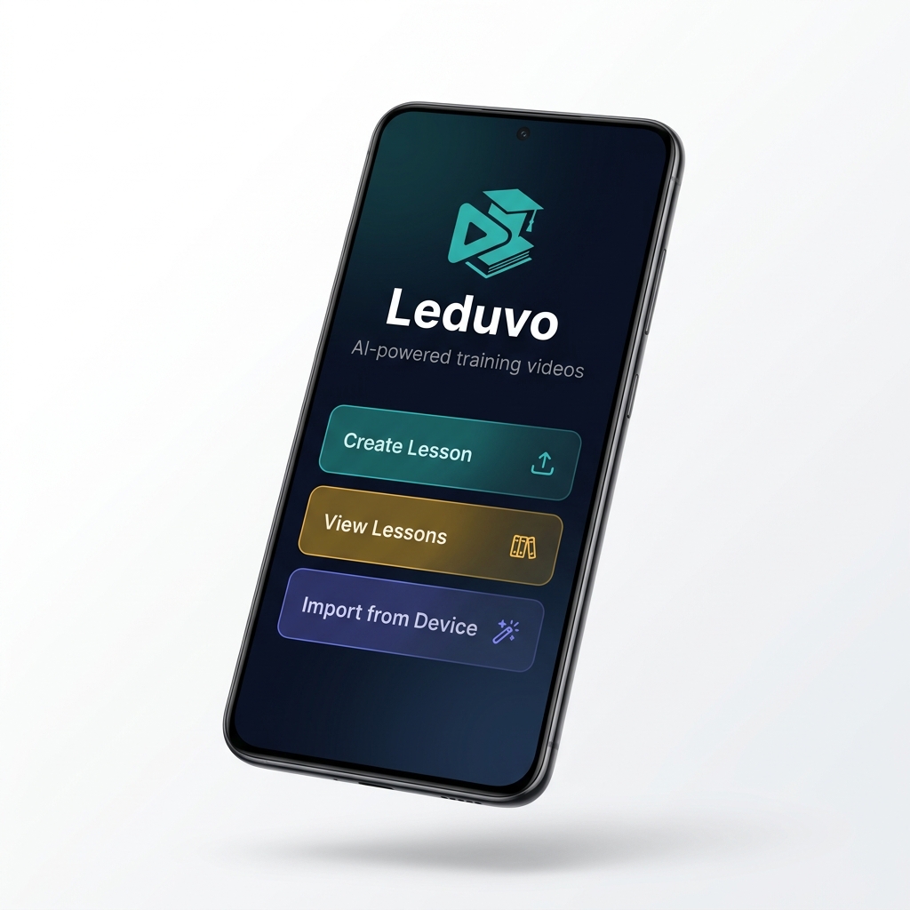 Leduvo app showing AI-powered lesson creation on a smartphone